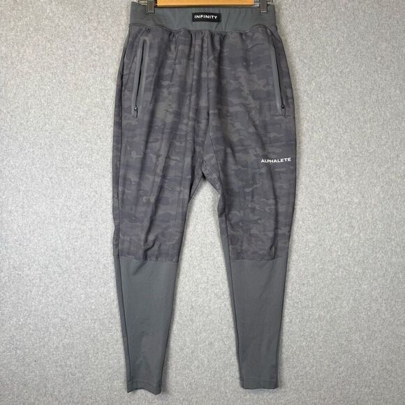 Alphalete Infinity Mens Size Medium Tech Pants Gray Woven 4 Way Stretch Pockets - Picture 1 of 7